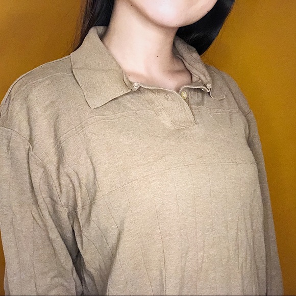 Alfani | Ribbed brown collared shirt | Size L - Picture 4 of 5